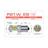 LED лампа AMS EXTREME P21W E8 1156 5500K